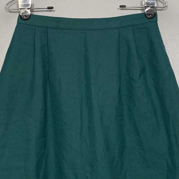 Vintage Fits Size Small Green Midi Straight Skirt Classic High Waist Academia - Picture 2 of 6